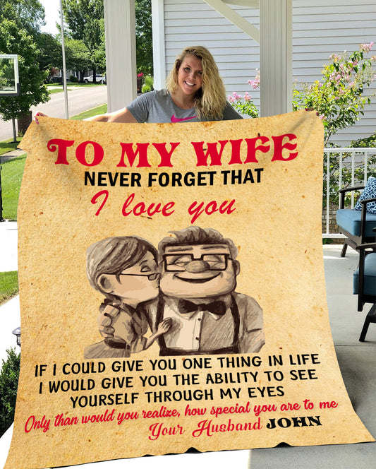 Personalized To My Wife Up Love | Cozy Plush Fleece Blanket - 60x80