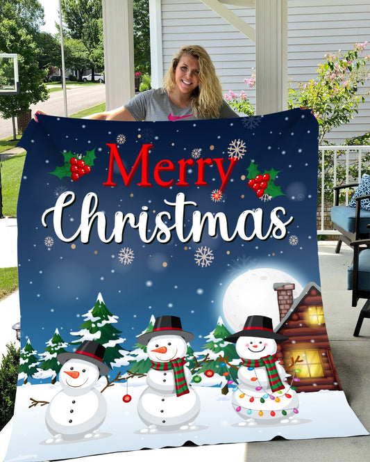 Frosty Merry Christmas | Cozy Plush Fleece Blanket