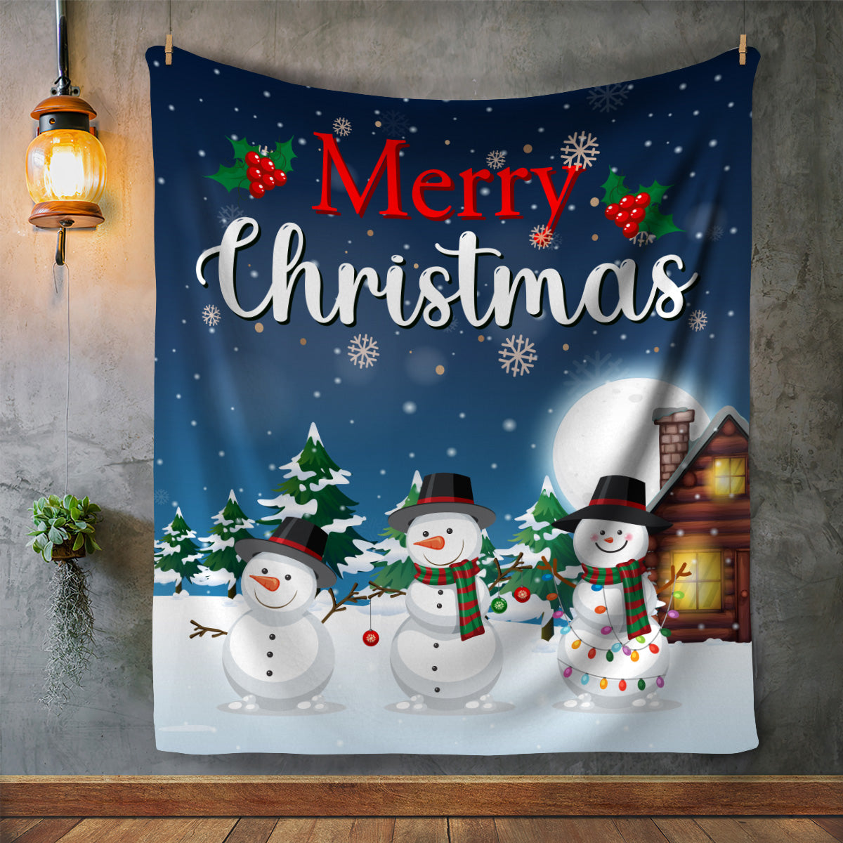 Frosty Merry Christmas | Cozy Plush Fleece Blanket