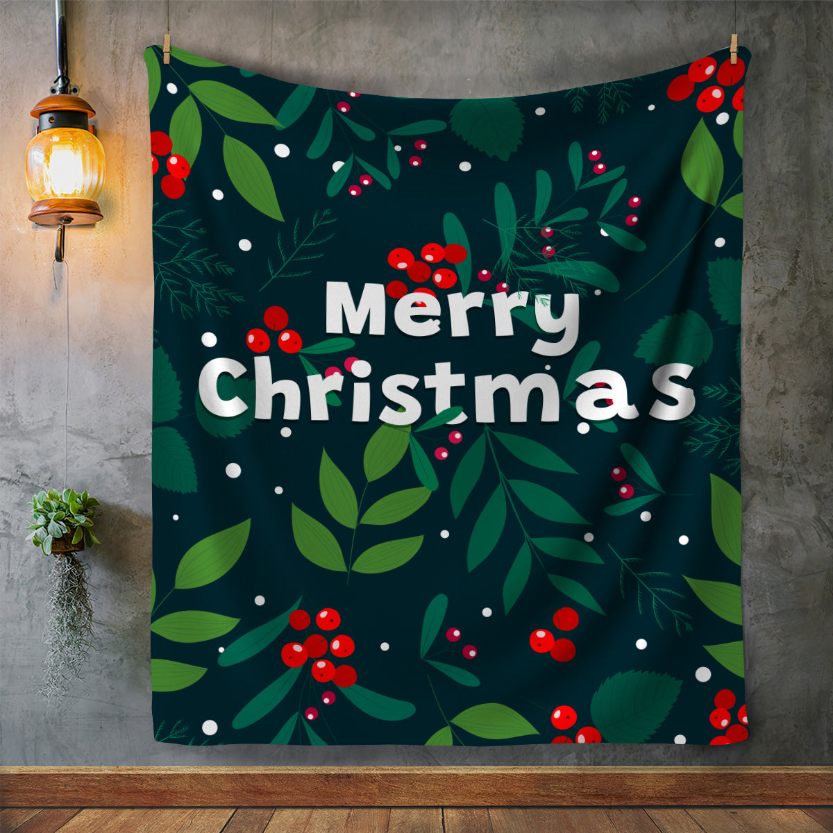 Green Merry Christmas | Cozy Plush Fleece Blanket