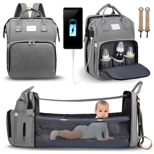 Mom's Ultimate Companion - The Folding Crib Bed Backpack