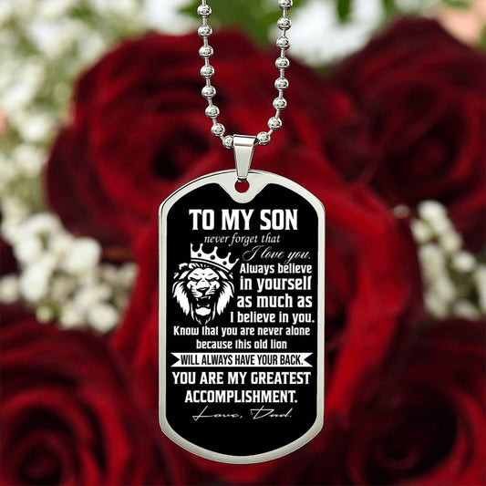To My Son Never Forget | Military Chain Necklace