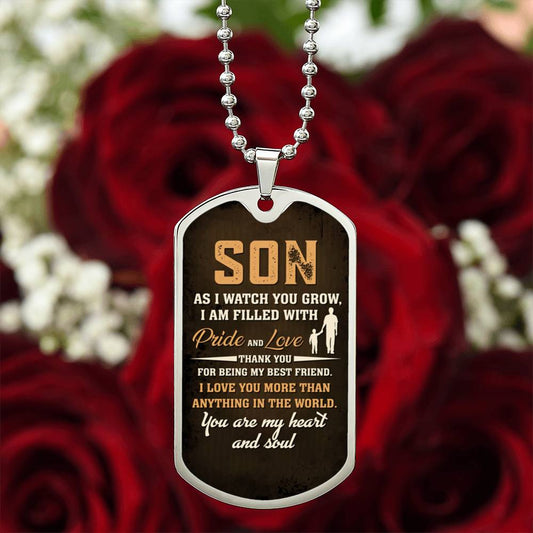 To My Son Heart and Soul | Military Chain Necklace
