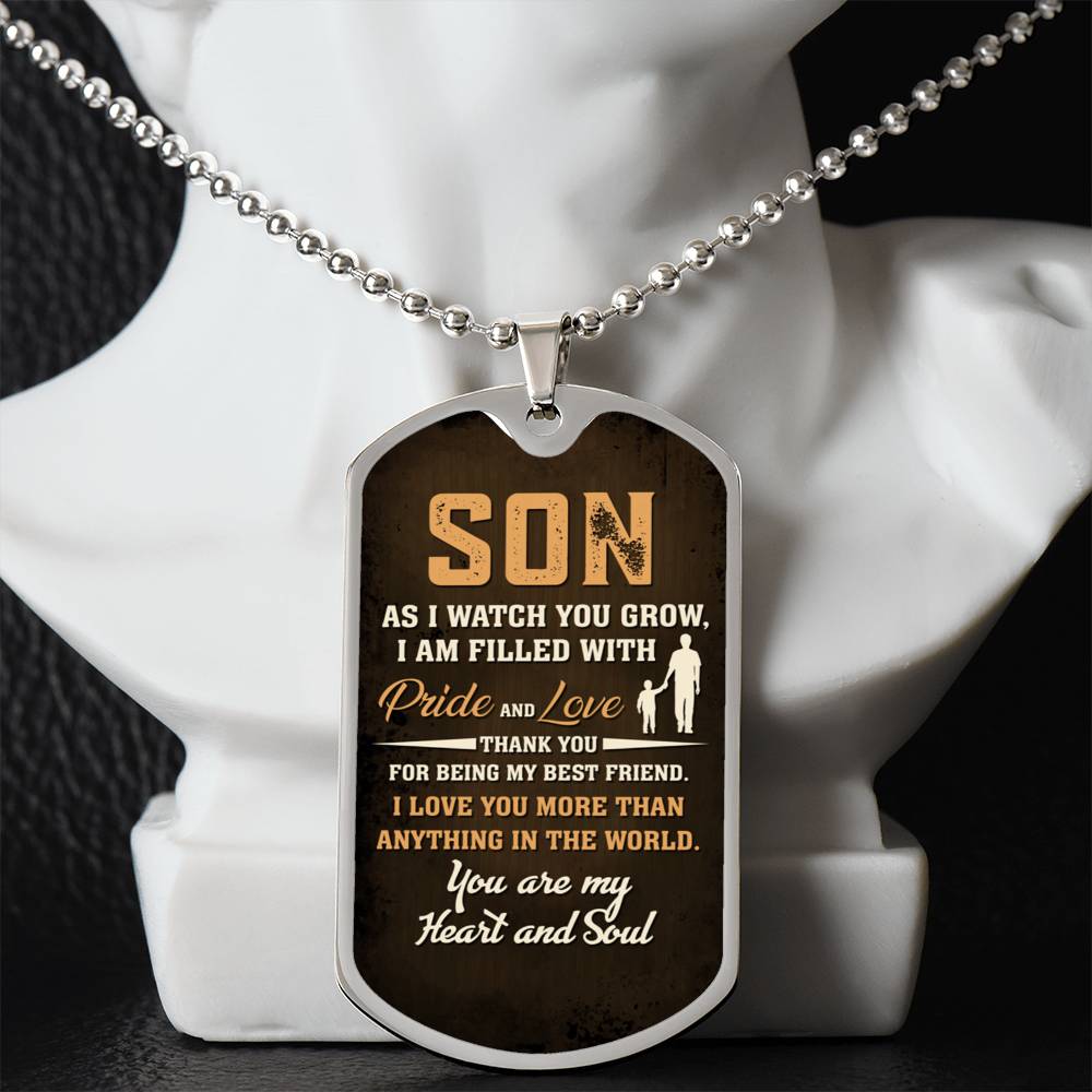 To My Son Heart and Soul | Military Chain Necklace