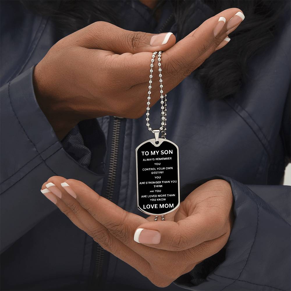 To My Son Love Mom | Military Chain Necklace