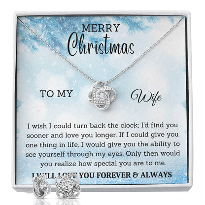 To My Wife | Christmas Love Knot Earring & Necklace Set