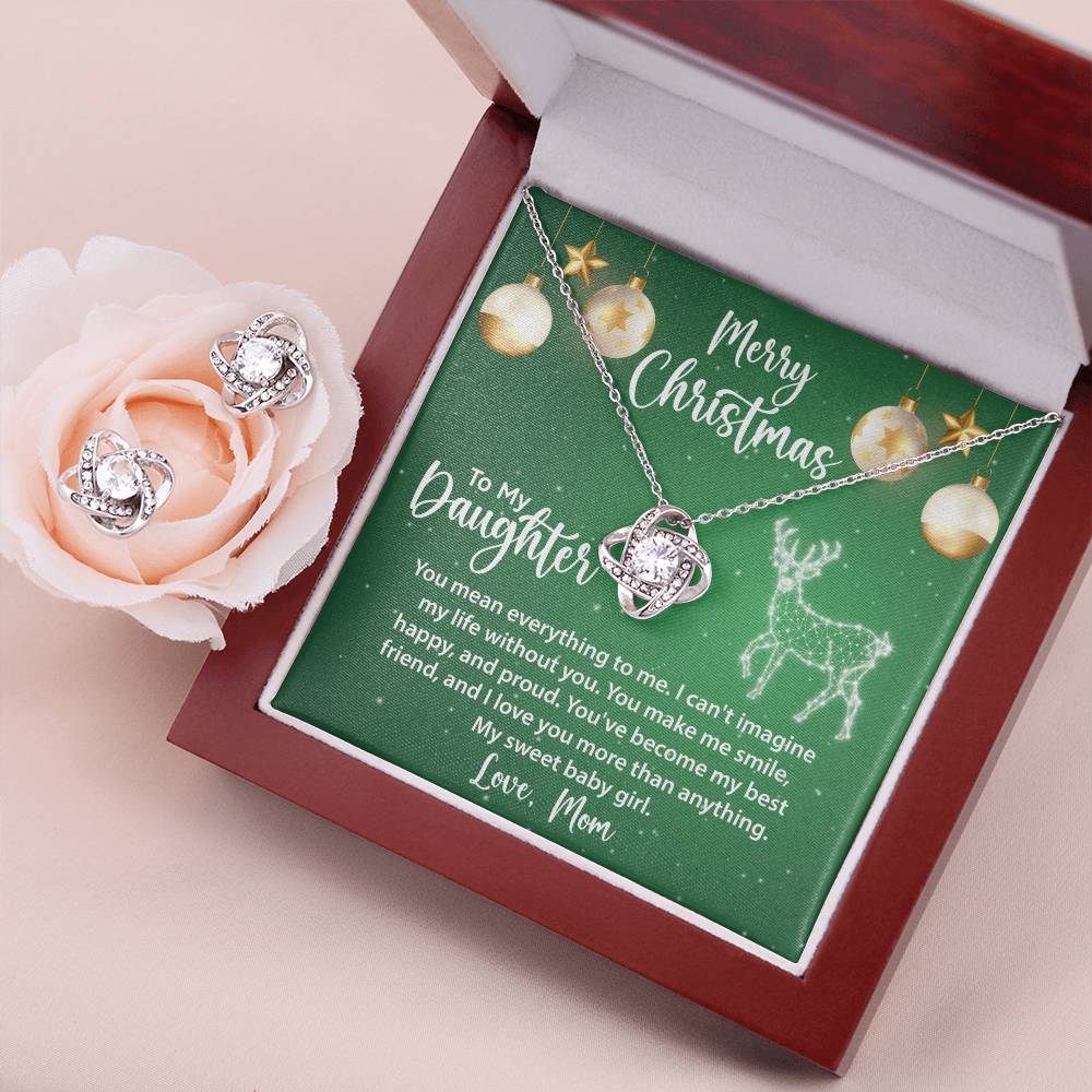 To My Daughter | Christmas Love Knot Earring & Necklace Set