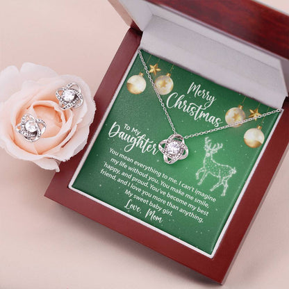 To My Daughter | Christmas Love Knot Earring & Necklace Set