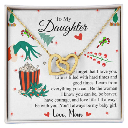 To My Daughter | Christmas Interlocking Hearts Necklace