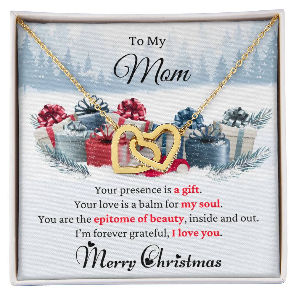 To My Mom | Christmas Interlocking Hearts Necklace