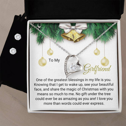 To My Girlfriend | Christmas Forever Love Necklace + Earrings