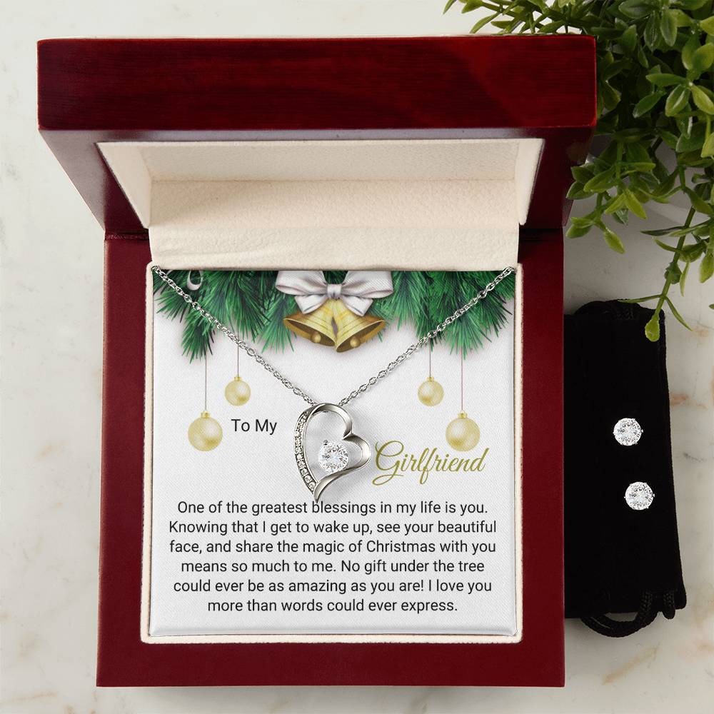 To My Girlfriend | Christmas Forever Love Necklace + Earrings