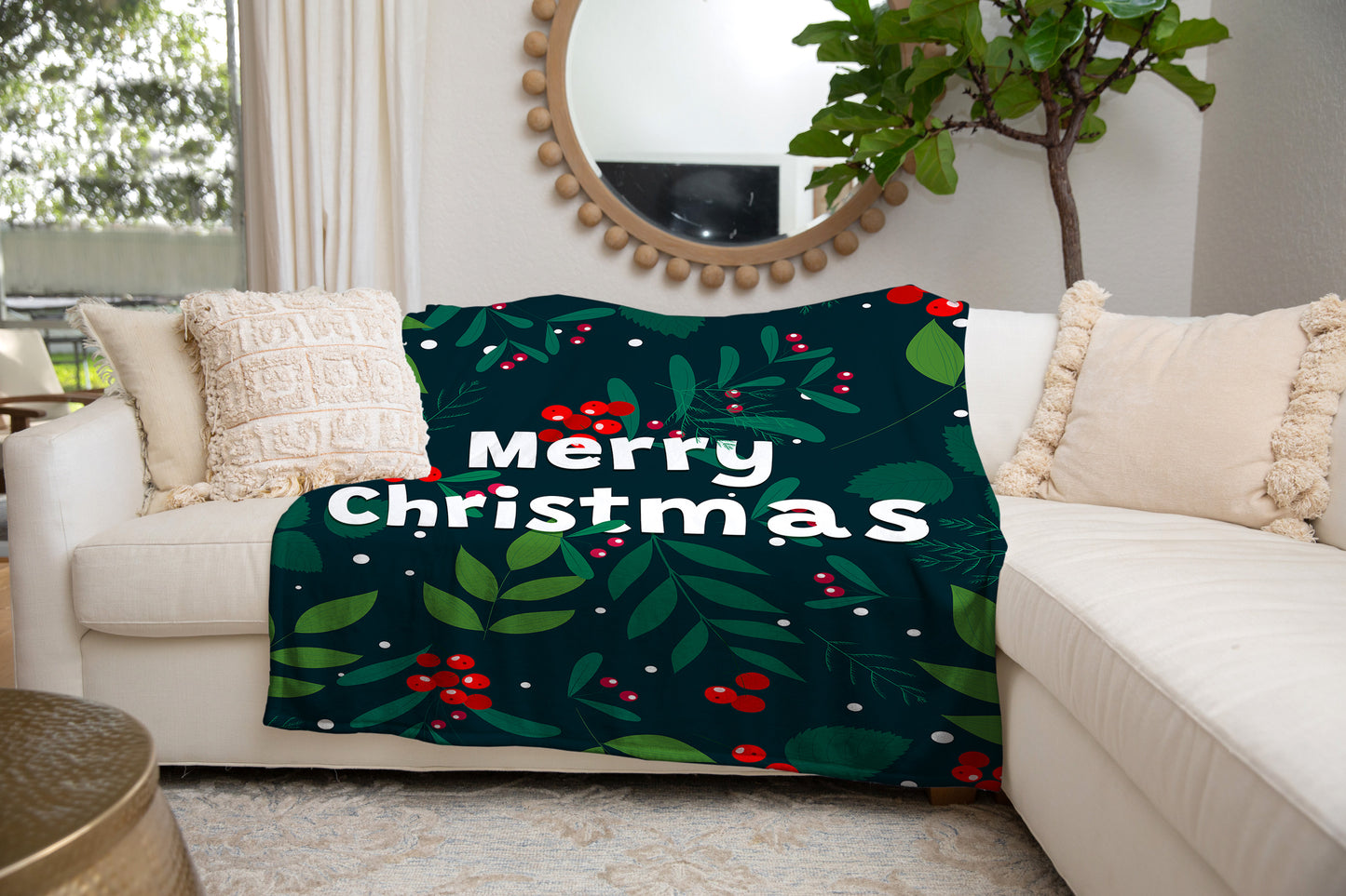 Green Merry Christmas | Cozy Plush Fleece Blanket